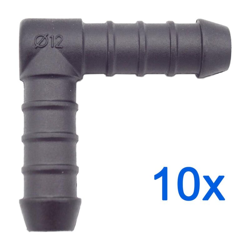 10 x YOU.S Original Schlauchverbinder Zwischenstück RGV Ø 12 mm 90° Winkel - L Form