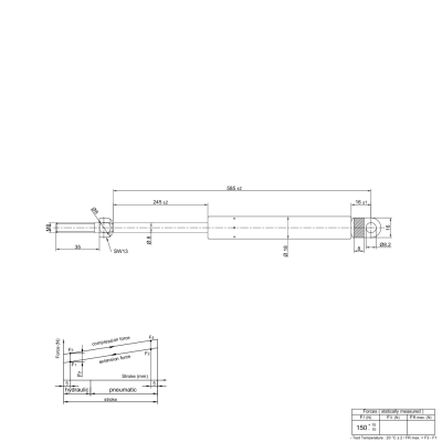 Gasdruckdämpfer kompatibel mit Steyr SK 1 Kabine 8060 8070 8080 8090 8100 8110 8120 8130 - Heckscheibe - 1 Stück - 1-99-976-005 YOU.S