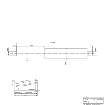 Gasdruckfedern Gasdämpfer Universal Länge: 260 mm Kraft: 800 N Hub: 100 - 2 Stück - YOU.S Original