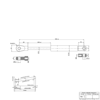 Gasdruckfeder kompatibel mit Steyr 8060-8085 Schmalspur 8060-8090 Kommunal - Heckscheibe - 1 Stück - 1-34-701-526 YOU.S