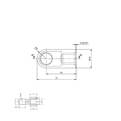 Ringanschluss M6 Ø 6,1 mm Gesamtlänge: 21 mm Augenaufnahme für Gasdruckfeder - 1 Stück - YOU.S Original