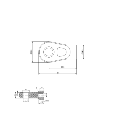 Ringanschluss M6 Ø 8,1 mm Gesamtlänge: 39 mm Augenaufnahme für Gasdruckfeder - 2 Stück - YOU.S Original