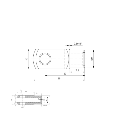 Gabelkopf M6 Ø 5 mm Gesamtlänge: 26 mm...