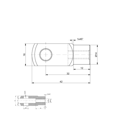 Gabelkopf M6 Ø 5 mm Gesamtlänge: 42 mm...