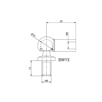 M6 Winkelgelenk Kugelgelenk CS für Gasdruckfeder - M8 Gewindezapfen Kugeldurchmesser 10 mm - 8 Stück - YOU.S Original