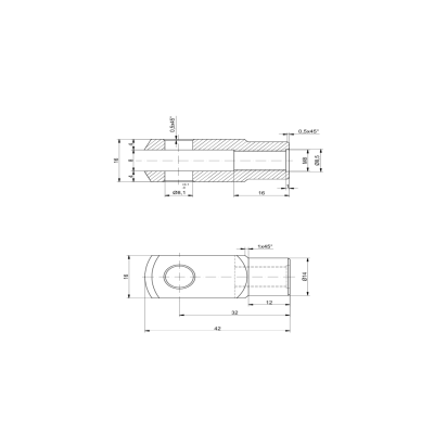 Gabelkopf M8 Ø 8 mm Gesamtlänge: 42 mm...