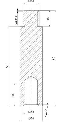 M10 Gewindeverlängerung Distanzbolzen für Gasfedern Länge: 50 mm - 1 Stück - YOU.S Original