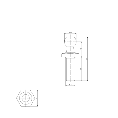 Kugelzapfen Kugelkopf Kugelbolzen M8 Ø 10 mm für Gasdruckdämpfer - 8 Stück - YOU.S Original