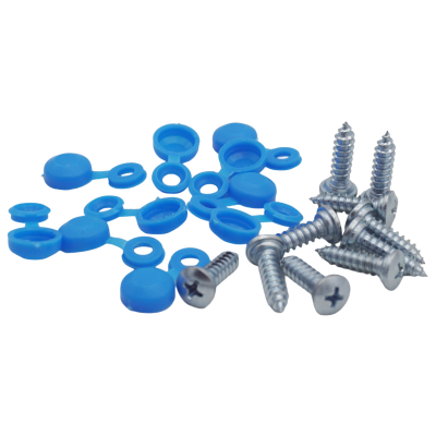 20er Set Kennzeichenhalter Kappen + Schrauben Kopf Ø 10 mm in Blau für PKW LKW Motorrad YOU.S Original