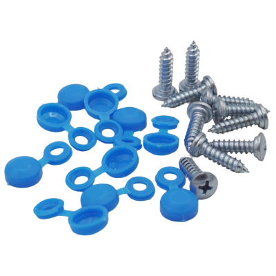 40er Set Kennzeichenhalter Kappen + Schrauben Kopf Ø 10 mm in Blau für PKW LKW Motorrad YOU.S Original