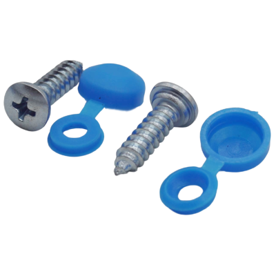 40er Set Kennzeichenhalter Kappen + Schrauben Kopf Ø 10 mm in Blau für PKW LKW Motorrad YOU.S Original