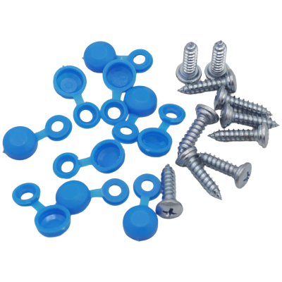 40er Set Kennzeichenhalter Kappen + Schrauben Kopf Ø 10 mm in Blau für PKW LKW Motorrad YOU.S Original