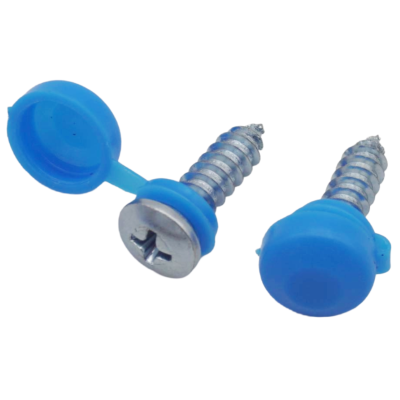 50er Set Kennzeichenhalter Kappen + Schrauben Kopf Ø 10 mm in Blau für PKW LKW Motorrad YOU.S Original