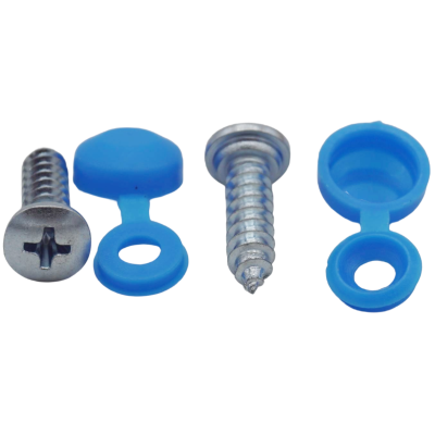 50er Set Kennzeichenhalter Kappen + Schrauben Kopf Ø 10 mm in Blau für PKW LKW Motorrad YOU.S Original