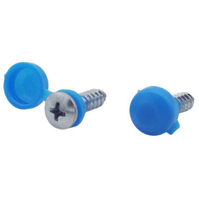 50er Set Kennzeichenhalter Kappen + Schrauben Kopf Ø 10 mm in Blau für PKW LKW Motorrad YOU.S Original