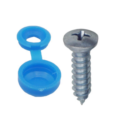 50er Set Kennzeichenhalter Kappen + Schrauben Kopf Ø 10 mm in Blau für PKW LKW Motorrad YOU.S Original