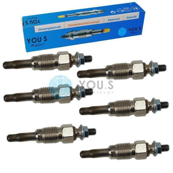 6 Stück YOU.S Original Glühkerzen kompatibel mit VOLVO 240 (P242, P244) Kombi (P245) 2.4 Diesel