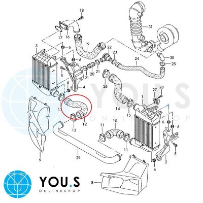 YOU.S Original Turboschlauch Ladeluftschlauch kompatibel mit AUDI A4 / A4 Avant (8E_, B6) 1.8 T - 8E0145845D