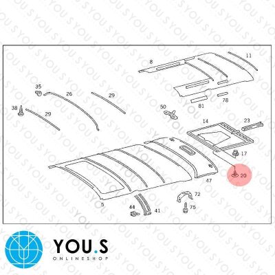 2 x YOU.S Original Schiebedach Befestigungsclips kompatibel mit MERCEDES A0019881081
