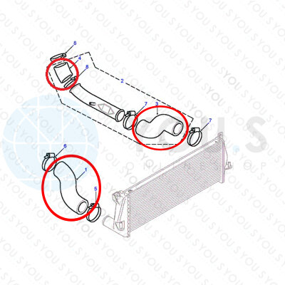 Turboschlauch SET Ladeluftschlauch kompatibel mit LAND ROVER DISCOVERY II (LT) 2.5 Td5 - YOU.S Original
