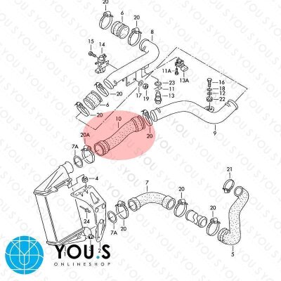 YOU.S Original Turboschlauch Ladeluftschlauch kompatibel...