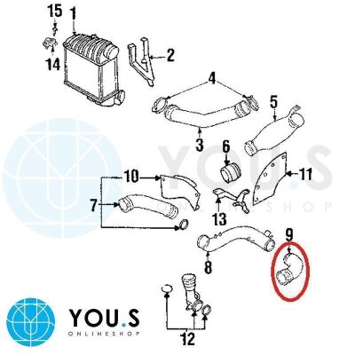 YOU.S Original Turboschlauch Ladeluftschlauch kompatibel mit AUDI kompatibel mit SEAT kompatibel mit SKODA kompatibel mit VW 1.8 T - 06A145832C