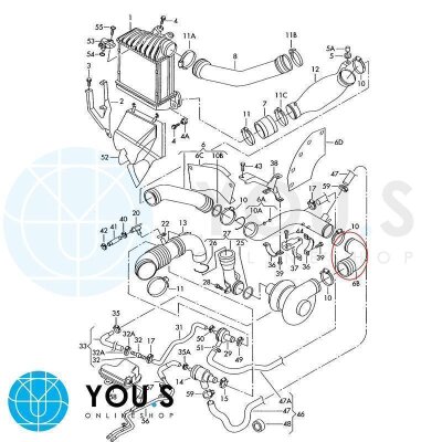 YOU.S Original Turboschlauch Ladeluftschlauch kompatibel mit AUDI kompatibel mit SEAT kompatibel mit SKODA kompatibel mit VW 1.8 T - 06A145832C