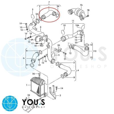 YOU.S Original Turboschlauch Ladeluftschlauch kompatibel mit SEAT kompatibel mit VW 1.9 TDI - 1J0145838C