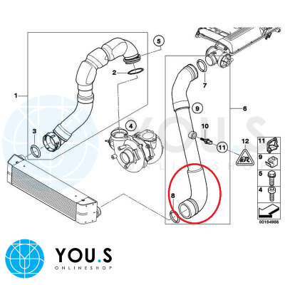YOU.S Original Turboschlauch Ladeluftschlauch kompatibel mit BMW 3er (E46) 330 d/xd/Cd - 11617799398