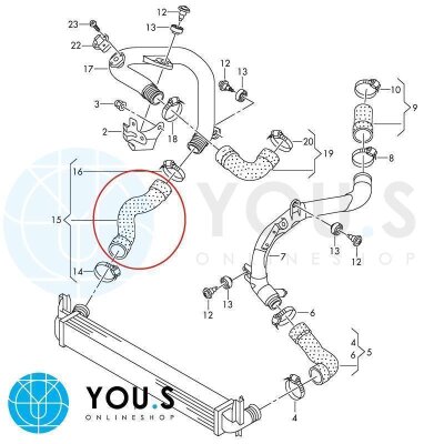 YOU.S Original Turboschlauch Ladeluftschlauch kompatibel mit SEAT kompatibel mit SKODA kompatibel mit VW 1.2 TDI - 6R0145834C