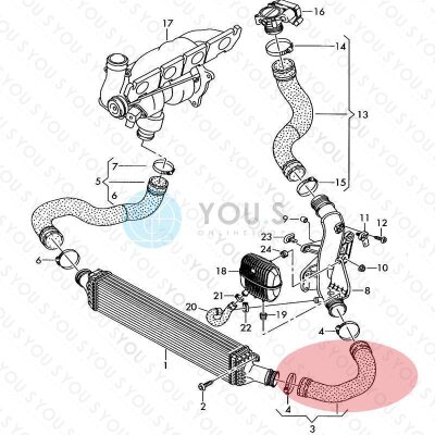 YOU.S Original Turboschlauch Ladeluftschlauch kompatibel mit AUDI A4 / A5 1.8/2.0 TDI/TFSI - 8K0145709H