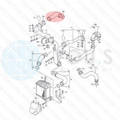 YOU.S Original Turboschlauch Ladeluftschlauch kompatibel mit AUDI kompatibel mit SKODA kompatibel mit VW 1.9 TDI - 1J0145838AF