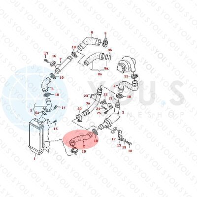 YOU.S Original Turboschlauch Ladeluftschlauch kompatibel mit SEAT kompatibel mit VW 1.4 TDI - 6X0145832D