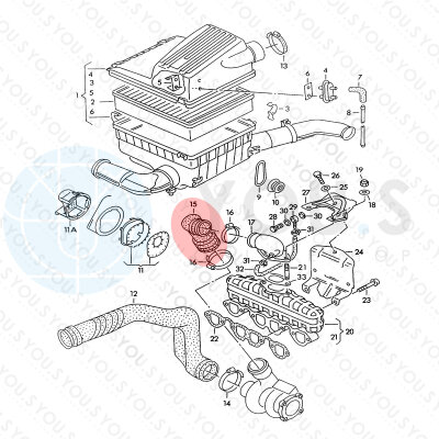 YOU.S Original Turboschlauch Ladeluftschlauch kompatibel mit VW 1.9 TD,GTD - 028129628A