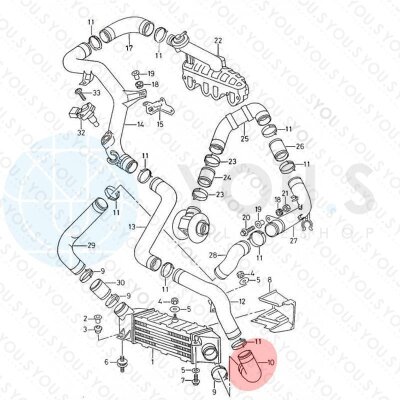 YOU.S Original Turboschlauch Ladeluftschlauch kompatibel mit SEAT kompatibel mit VW 1.9 TDI - 6K0145832C