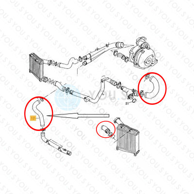 YOU.S Original Turboschlauch Ladeluftschlauch kompatibel mit AUDI Q7 (4L) 3.0 TDI - SET
