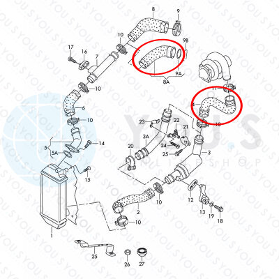 YOU.S Original Turboschlauch Ladeluftschlauch kompatibel mit SEAT kompatibel mit SKODA kompatibel mit VW 1.4 TDI - SET
