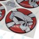 YOU.S Nabenkappen Silikon Aufkleber 55,0 mm - Totenkopf Emblem rot silber