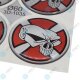 YOU.S Nabenkappen Silikon Aufkleber 60,0 mm - Totenkopf Emblem rot silber
