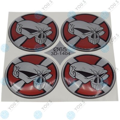 YOU.S Nabenkappen Silikon Aufkleber 65,0 mm - Totenkopf...