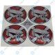 YOU.S Nabenkappen Silikon Aufkleber 65,0 mm - Totenkopf Emblem rot silber
