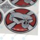 YOU.S Nabenkappen Silikon Aufkleber 70,0 mm - Totenkopf Emblem rot silber