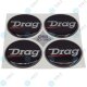 YOU.S Nabenkappen Silikon Aufkleber 56,0 mm - schwarz silber rot Logo Drag selbstklebend