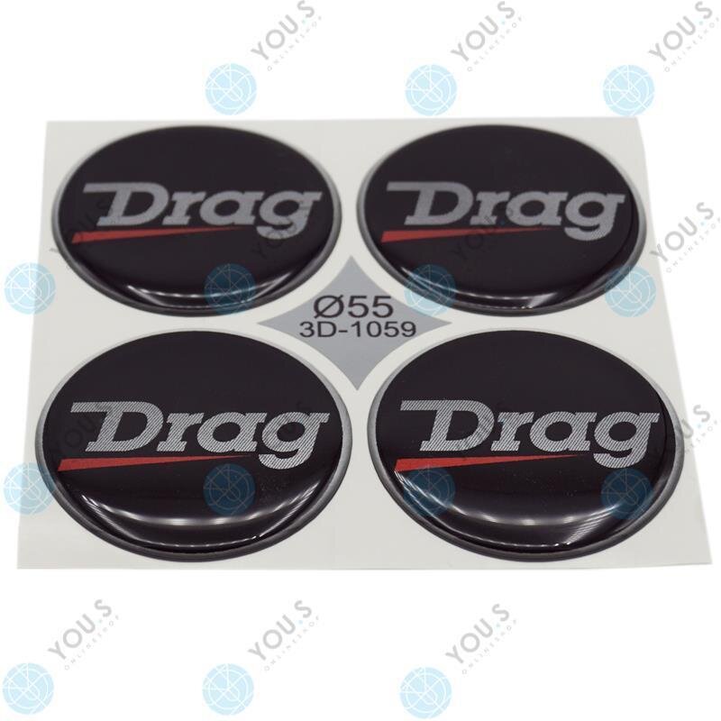 YOU.S Nabenkappen Silikon Aufkleber 55,0 mm - schwarz silber rot Drag selbstklebend