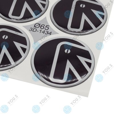 YOU.S Nabenkappen Silikon Aufkleber 65,0 mm - schwarz silber Pfeil Logo selbstklebend