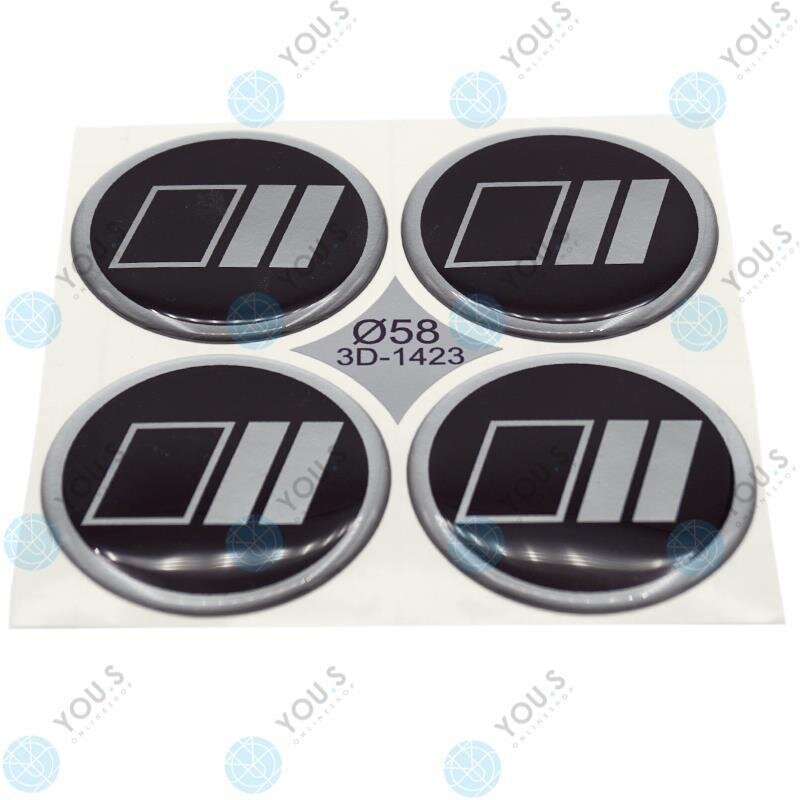 YOU.S Nabenkappen Silikon Aufkleber 58,0 mm - schwarz silber Emblem selbstklebend