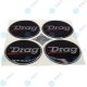 YOU.S Nabenkappen Silikon Aufkleber 75,0 mm - schwarz silber rot Drag Logo selbstklebend