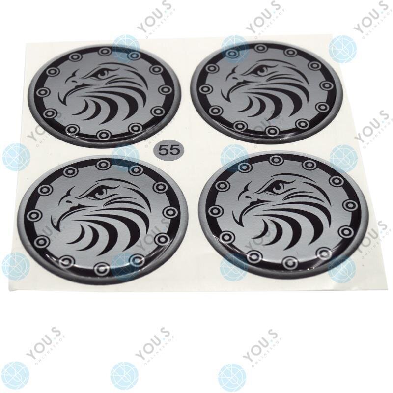YOU.S Nabenkappen Silikon Aufkleber 55,0 mm - schwarz silber Adler Logo selbstklebend