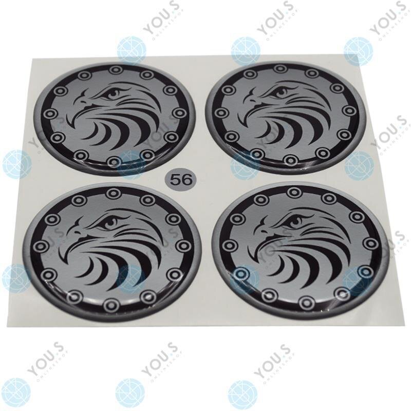 YOU.S Nabenkappen Silikon Aufkleber 56,0 mm - schwarz silber Adler Logo selbstklebend