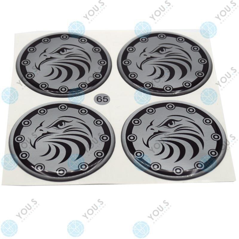 YOU.S Nabenkappen Silikon Aufkleber 65,0 mm - schwarz silber Adler Logo selbstklebend